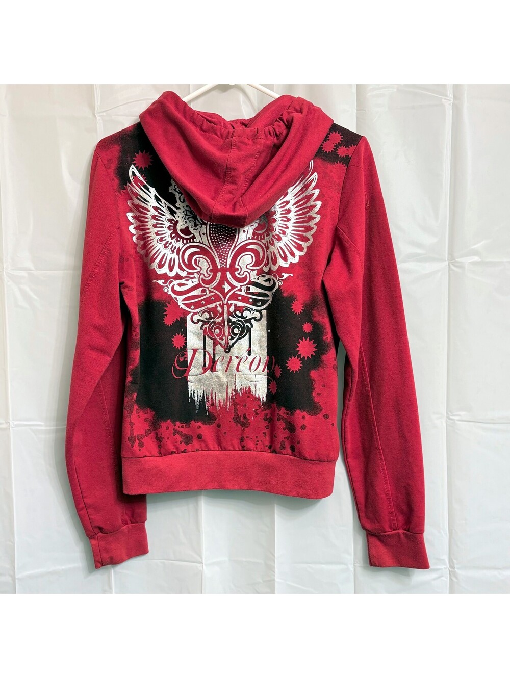 Dereon Women's Full Zip Hoodie Jacket Large L Red Graphic Print